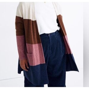 Madewell Kent Colorblock Cardigan XS | Alpaca Wool Blend Open Front Sweater